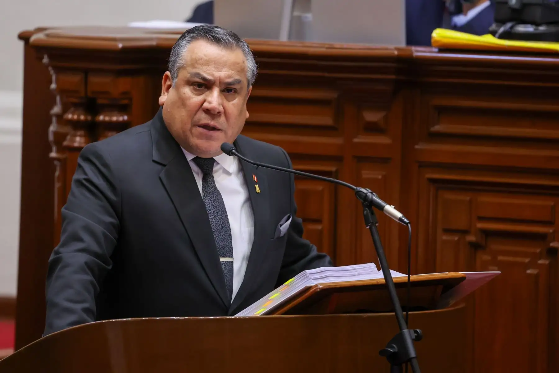 Premier Gustavo Adrianzén responde al pliego interpelatorio en el pleno del Congreso. Foto:ANDINA/Difusión