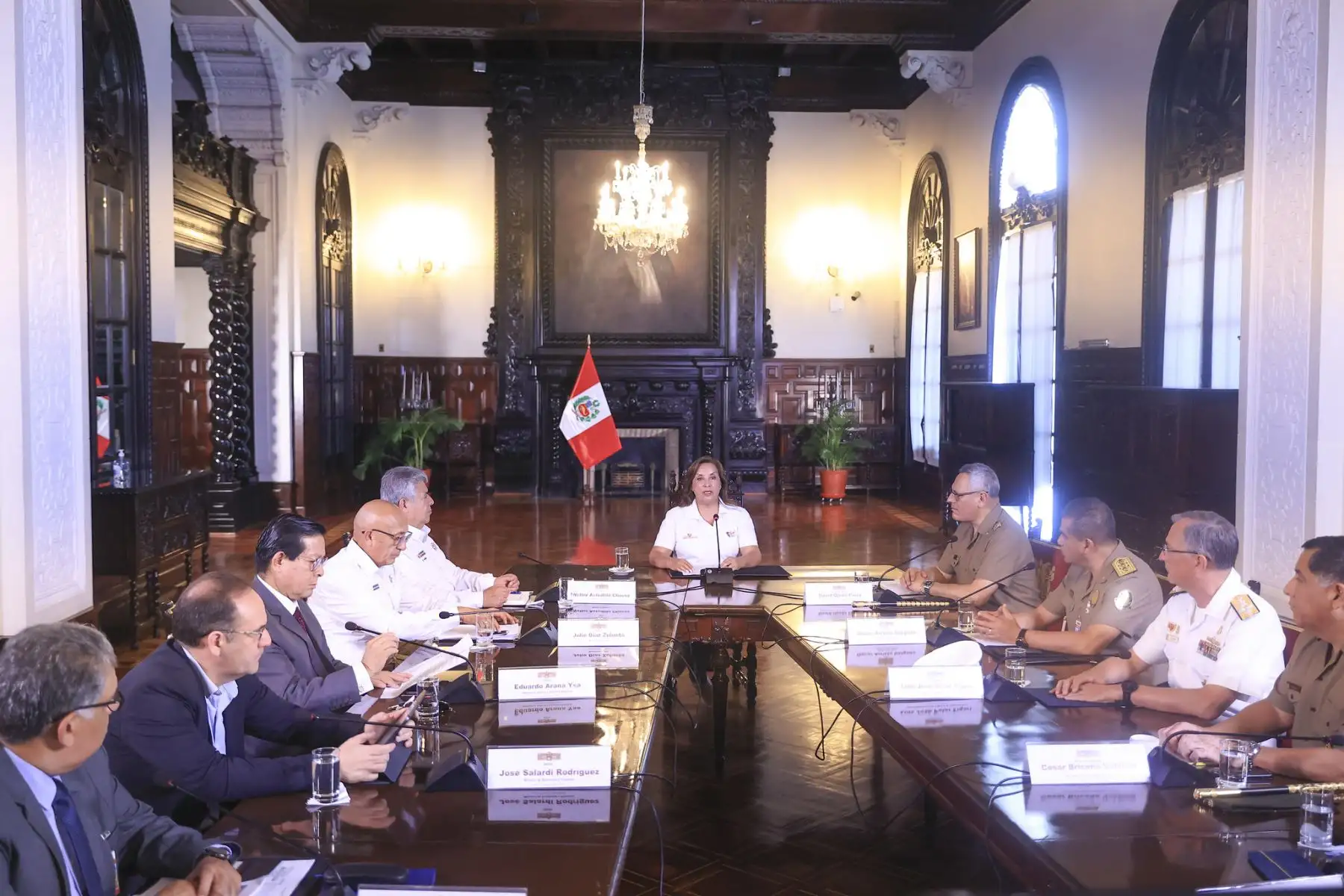 Presidenta Dina Boluarte lidera nueva sesión del cuarto de guerra. Foto: ANDINA/Prensa Presidencia