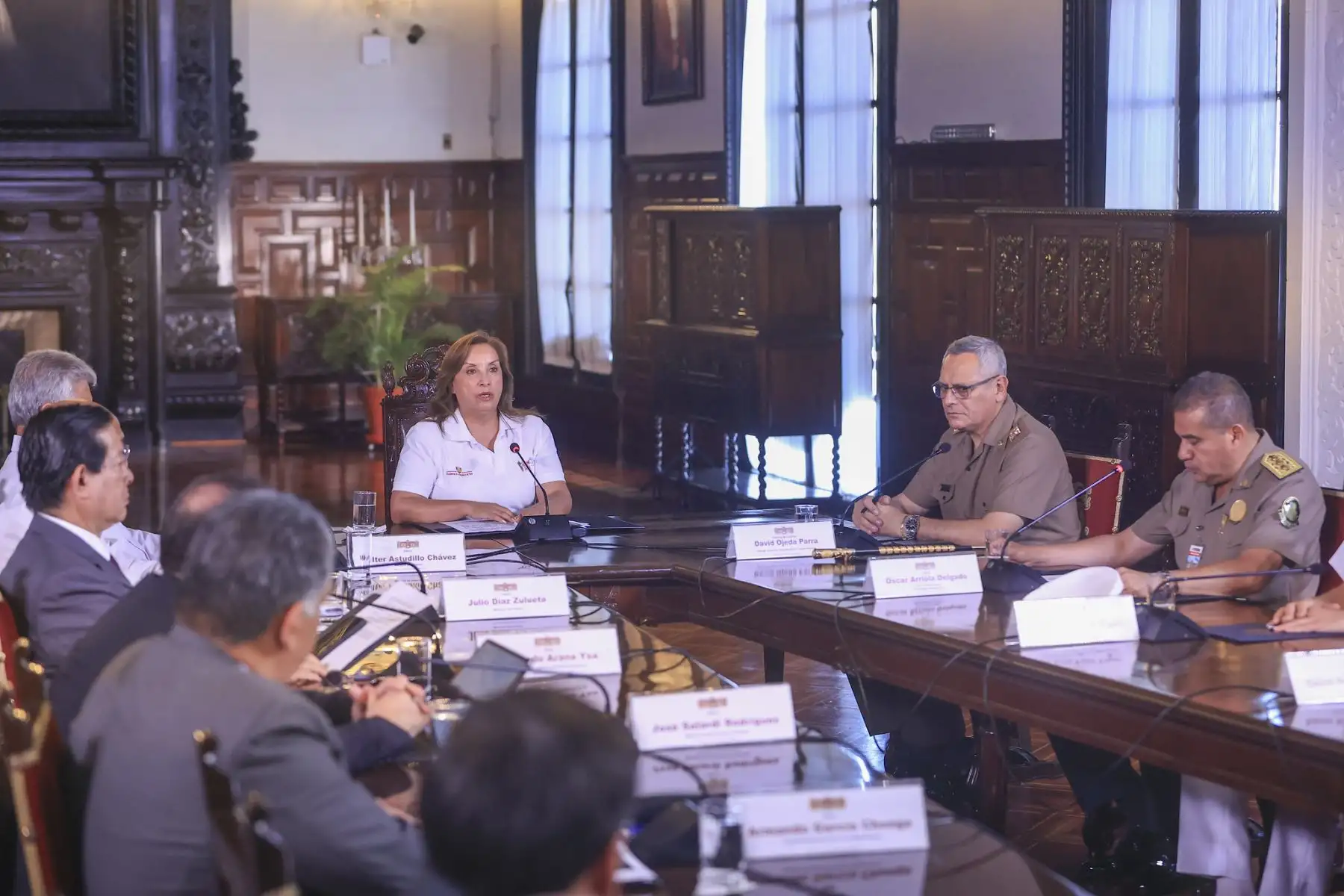 Presidenta Dina Boluarte lidera nueva sesión del cuarto de guerra. Foto: ANDINA/Prensa Presidencia