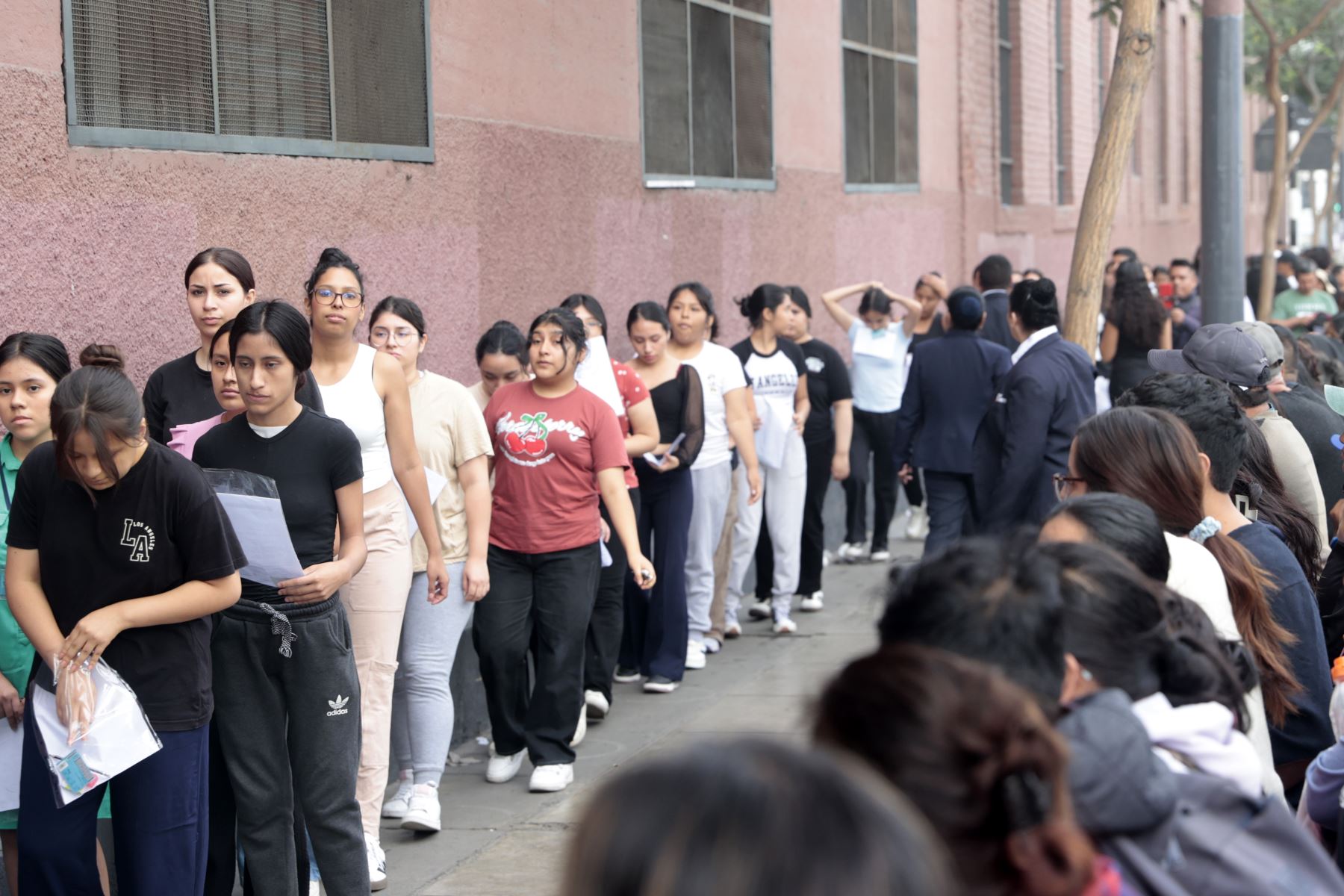 Miles de jóvenes hacen colas desde tempranas horas de la mañana para rendir examen de admisión en la Universidad Federico Villarreal 2025. Foto: ANDINA/Vidal Tarqui