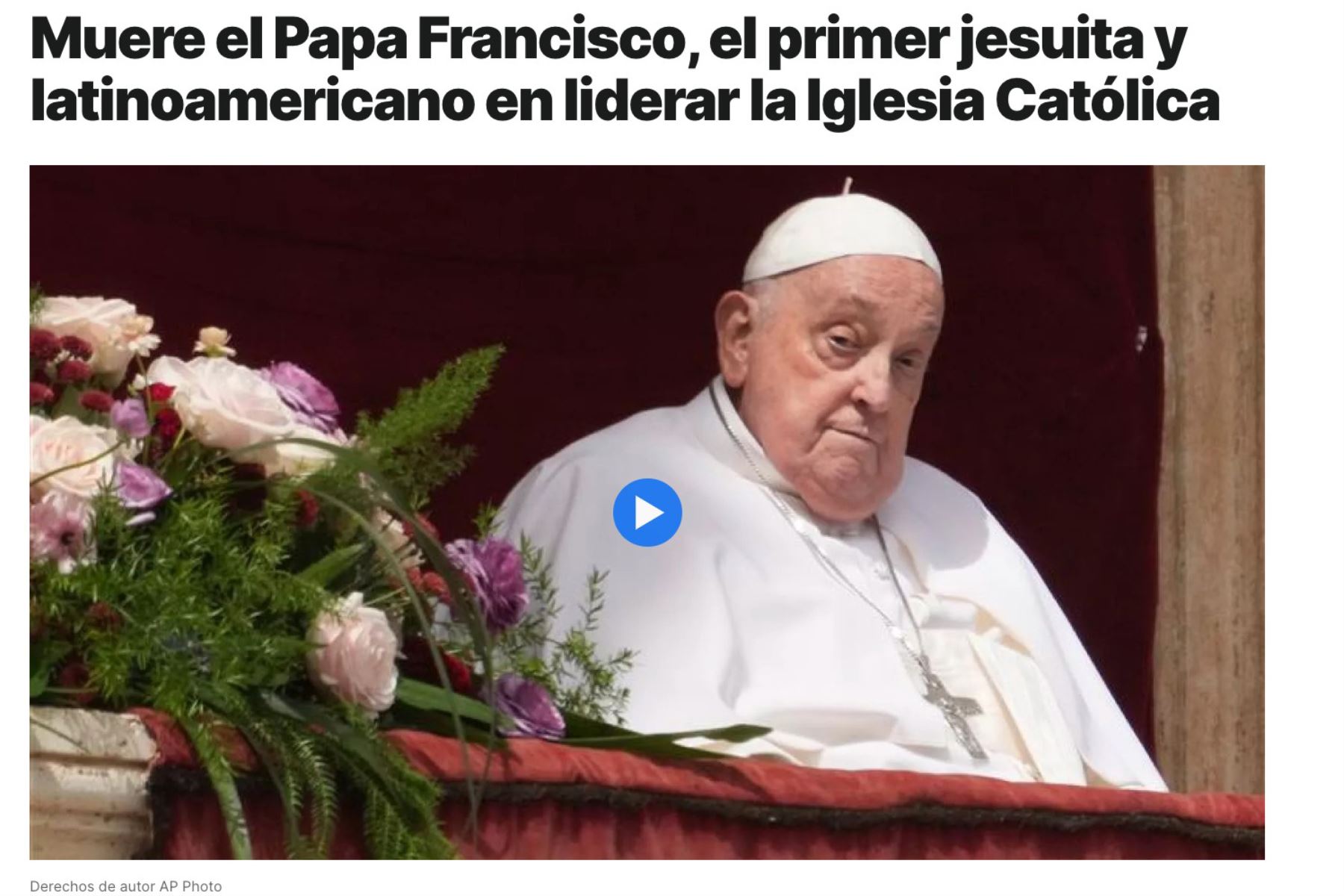 Así reacciona e informa la prensa global ante la muerte del papa Francisco. Foto: Captura TV