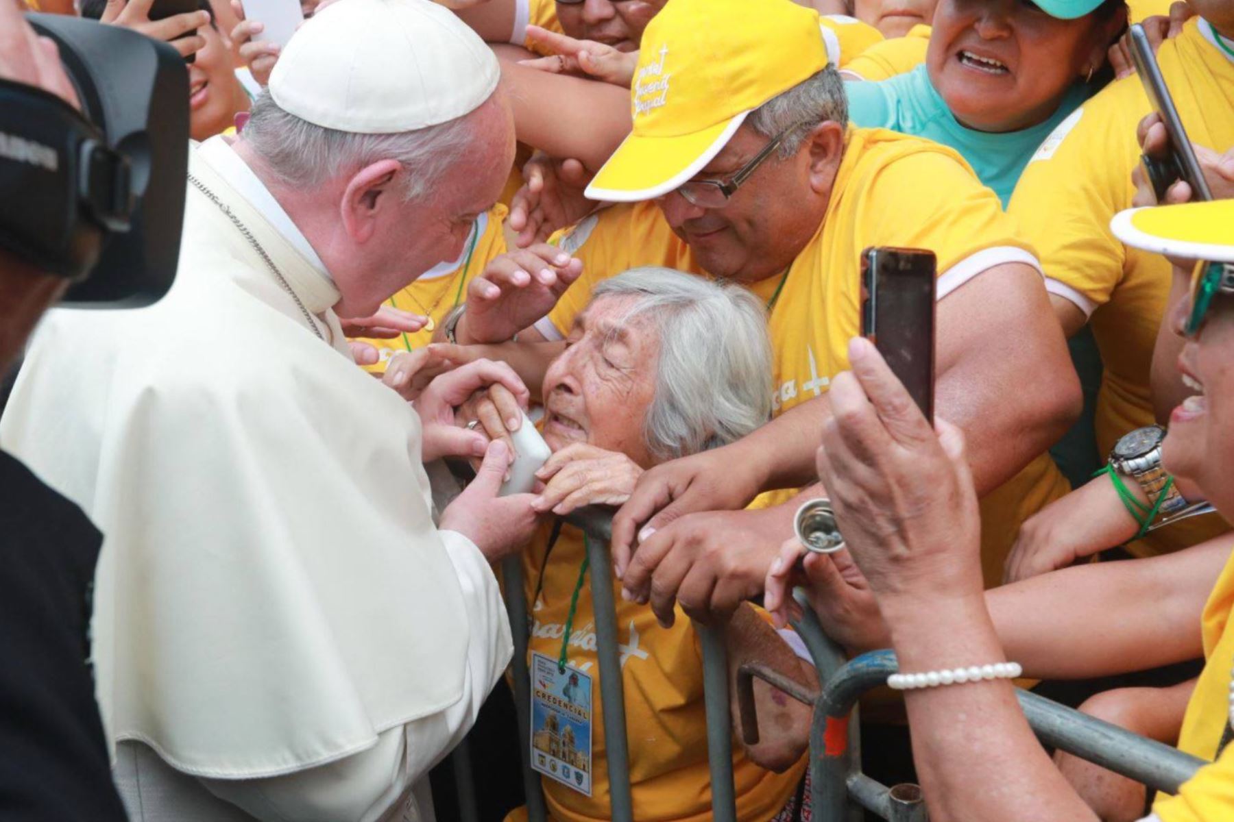 Durante su visita al Perú en enero de 2018 el papa Francisco tuvo un masivo encuentro con fieles católicos en Trujillo. ANDINA/ Carlos Américo Lezama Villantoy