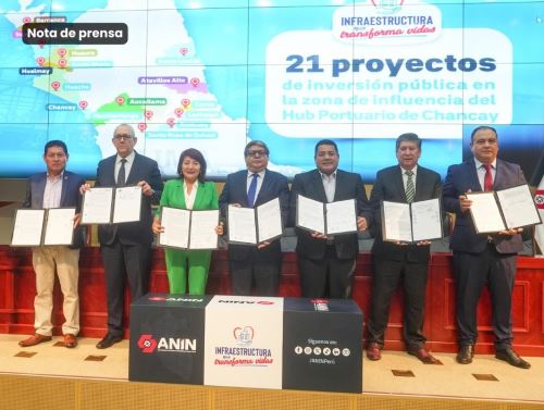 El Gobierno Regional de Lima y la Autoridad Nacional de Infraestructura firmaron un convenio para ejecutar ocho proyectos emblemáticos de esta  región con una inversión de más de S/ 500 millones. ANDINA/Difusión