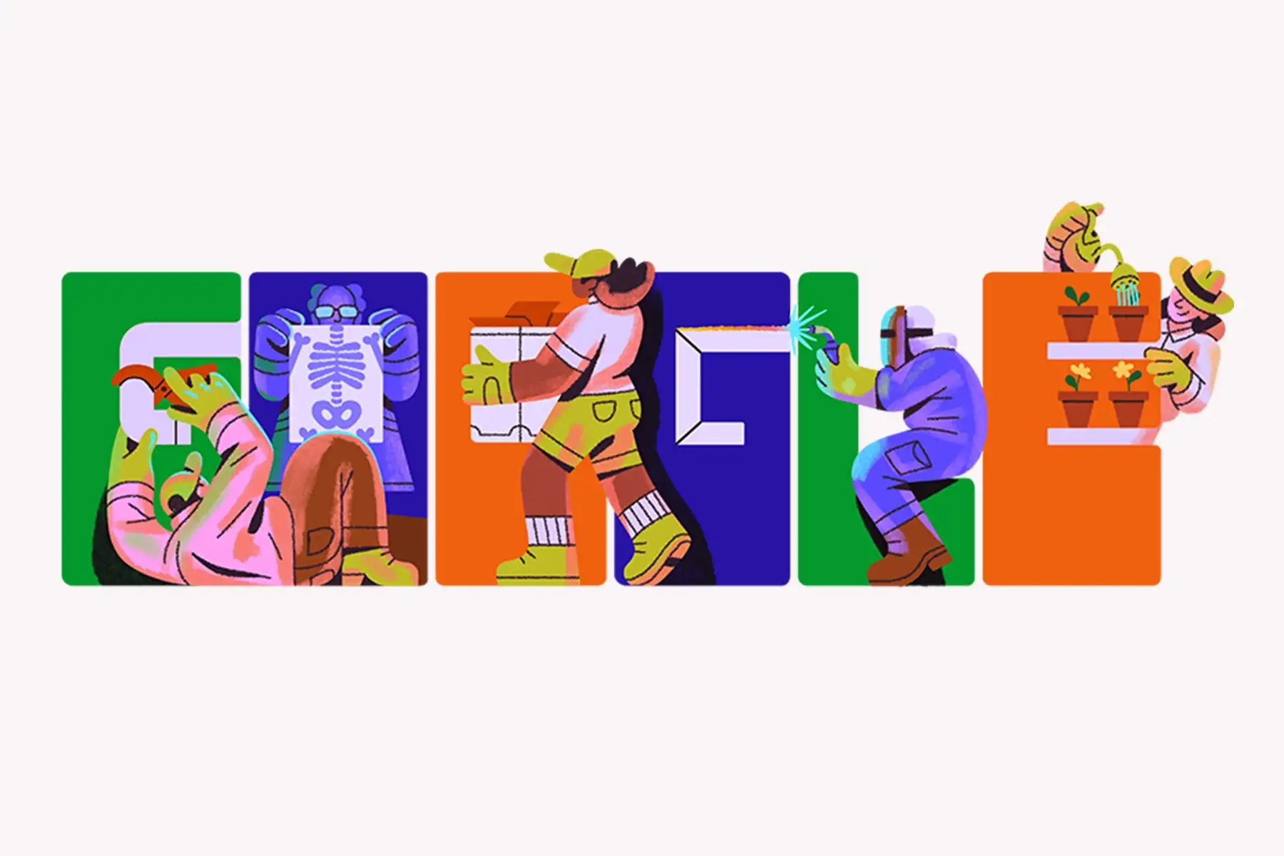 Con motivo del ‘Día Internacional del Trabajo’, Google celebra a los trabajadores de todo el mundo con un doodle.