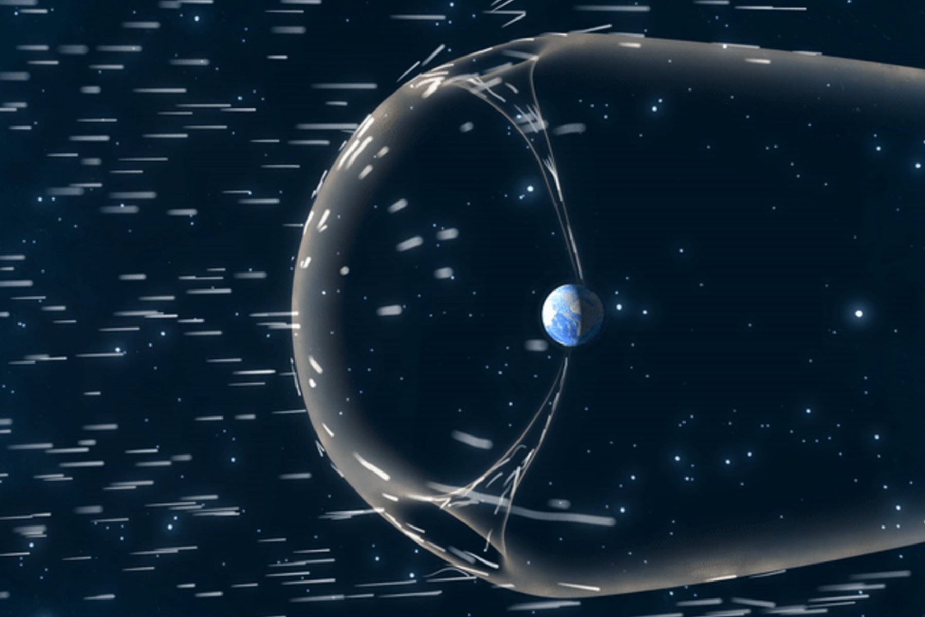 Para estudiar la reconexión magnética en la magnetopausa de la Tierra, los satélites de TRACERS volarán a través de la cúspide polar, un punto donde el campo magnético de la Tierra desciende hacia el suelo.  Foto: NASA/CILab/Josh Masters