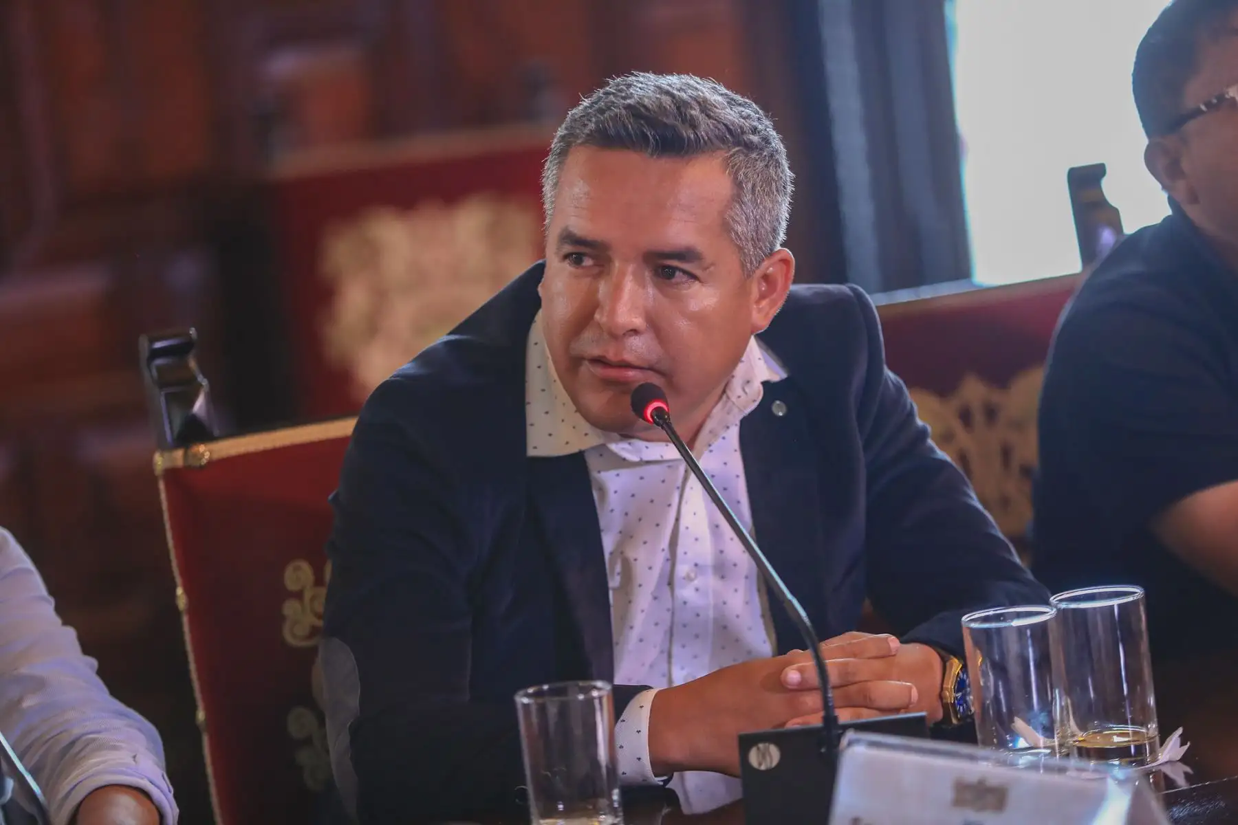 Desde Palacio de Gobierno, la presidenta de la República, Dina Ercilia Boluarte Zegarra, acompañada de ministros de Estado, se reunió con los alcaldes de la provincia y del distrito de Pataz, tras el asesinato de 13 mineros en dicha zona de La Libertad. Foto: ANDINA/Presidencia