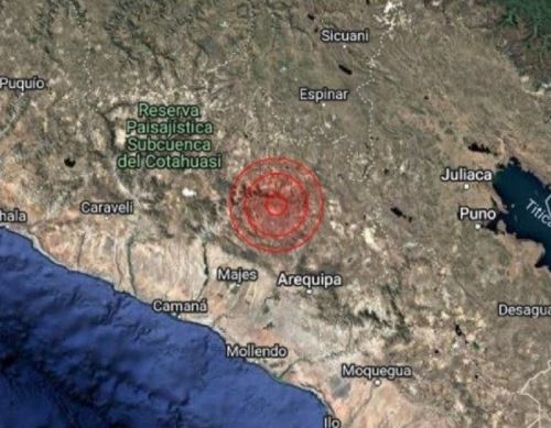El epicentro del temblor de magnitud 3.6 se localizó cerca de la localidad de Pinchollo, ubicada en la provincia de Caylloma, región Arequipa, informó el IGP.