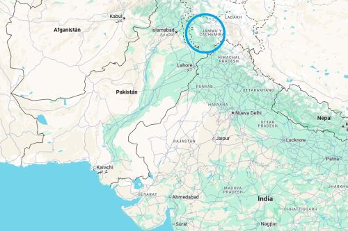 Mapa de ubicación de la zona de Cachemira. Imagen: Google Maps.