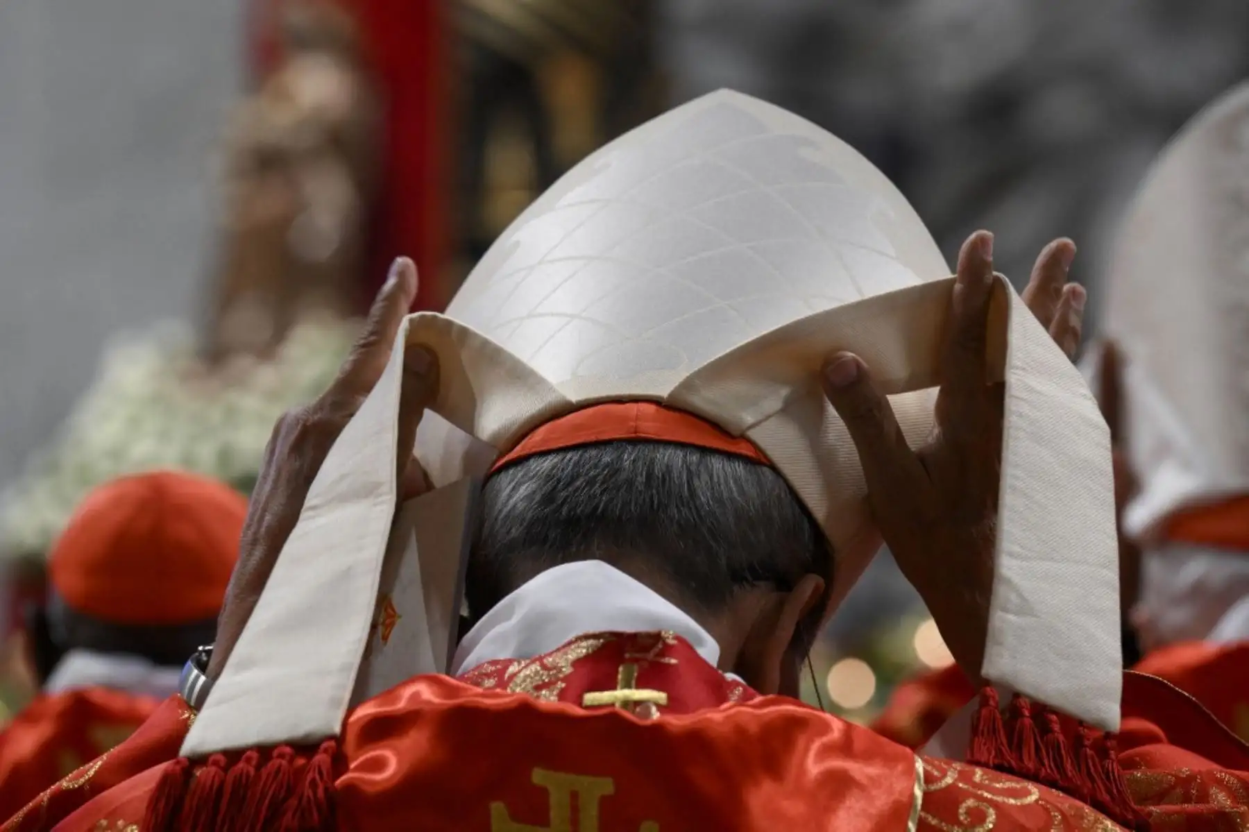 Cardenales durante una misa previa al inicio del cónclave para la elección del Pontífice, en la Basílica de San Pedro del Vaticano. Foto: AFP
