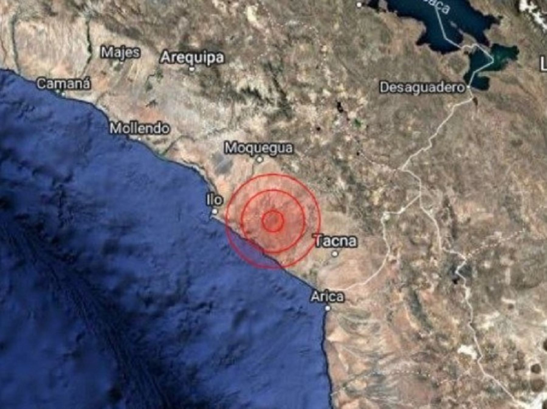 El epicentro del sismo de magnitud 3.5 se localizó cerca de Locumba, región Tacna.