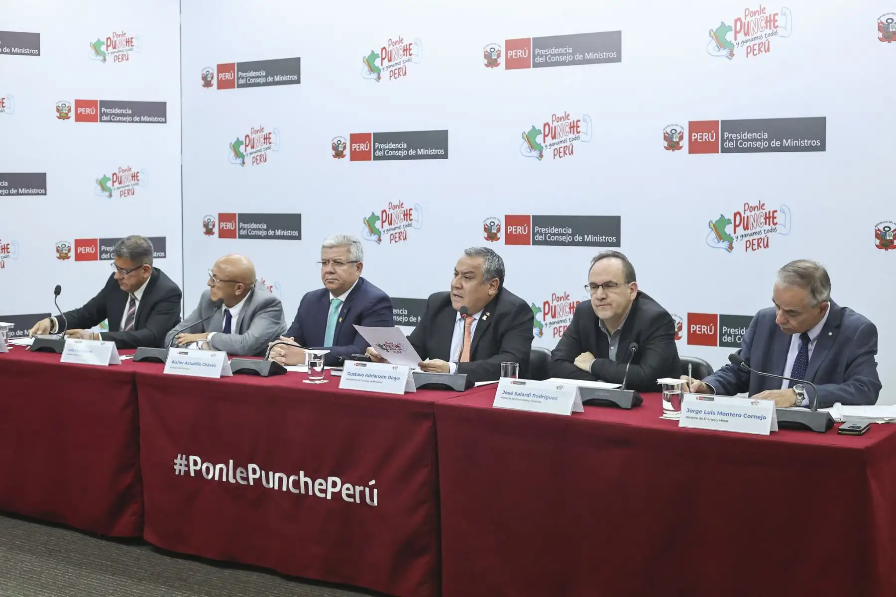 Press Conference of the Cabinet lead by Prime Minister Gustavo Adrianzén. ANDINA/Difusión