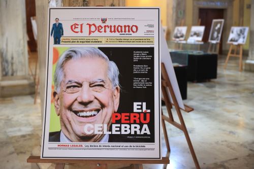 La Biblioteca Nacional Perú y Editora Perú inauguraron una exposición de obras literarias y muestra fotográfica de Mario Vargas Llosa, en la Gran Biblioteca Pública ubicada en el Cercado de Lima. Foto: ANDINA/Jhonel Rodríguez Robles