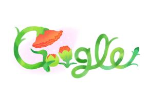 
En la ilustración se observa una flor, cuya rama tiene la forma del logo de Google. 