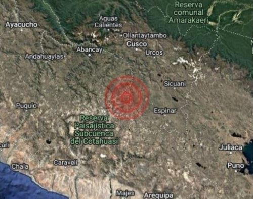 El epicentro del movimiento telúrico se localizó a 10 kilómetros al oeste del distrito de Santo Tomás, en la provincia cusqueña de Chumbivilcas.