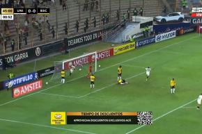 Valera anotó de cabeza en los descuentos del primer tiempo. Imagen: Captura de TV.