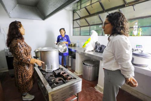 Ministra de Desarrollo e inclusión social, Leslie Urteaga visita colegios para observar el funcionamiento del servicio de alimentación escolar. Foto: ANDINA/Difusión