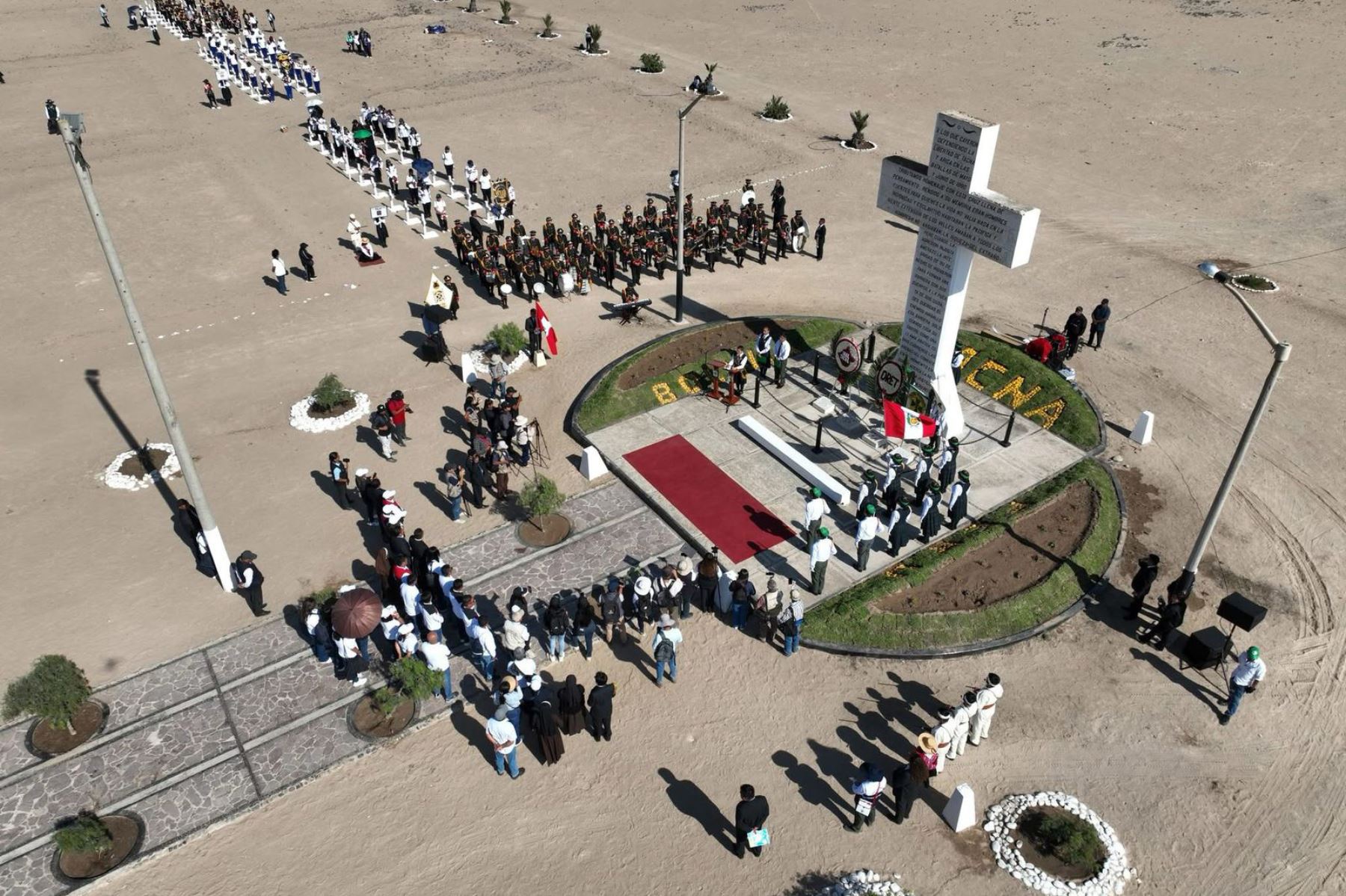 Escolares de diferentes instituciones educativas de Tacna participan del programa actividades de conmemoración de la Batalla del Alto de la Alianza, que tuvo lugar el 26 de mayo de 1880 en Tacna, durante la Guerra del Pacífico, donde fuerzas aliadas de Perú y Bolivia se enfrentaron a Chile. Foto: ANDINA/ Gore Tacna