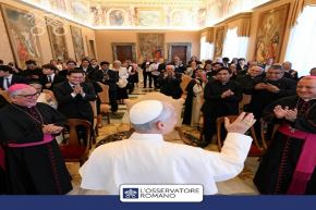 El encuentro que se desarrolló en Salón del Consistorio del Palacio Apostólico de Ciudad del Vaticano, estuvo cargado de nostalgia, emoción y gratitud.