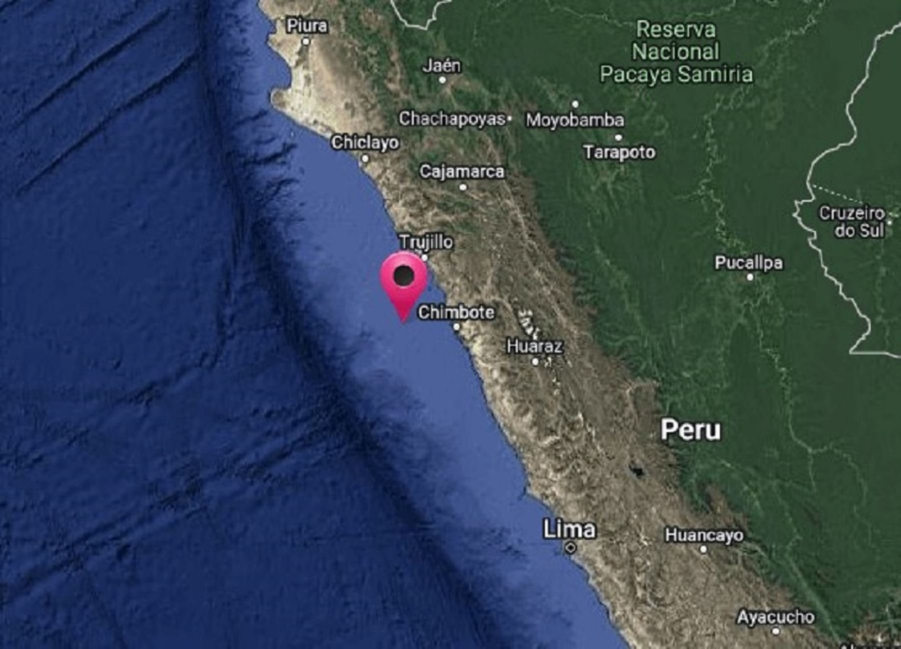 Un temblor de magnitud 5.0 se registró esta mañana cerca de la ciudad de Chimbote. El sismo fue percibido también en Trujillo.