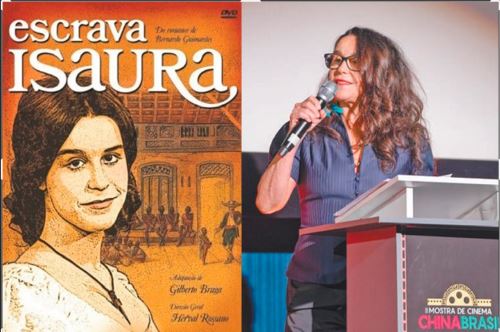 Cartel oficial de la telenovela brasileña "La esclava Isaura" y su protagonista, la actriz brasileña Lucélia Santos. Foto: Diario del Pueblo digital
