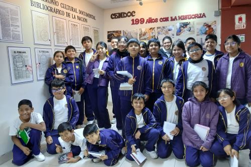 Editora Perú recibió la visita de escolares del colegio Melvin Jones de San Luis. Foto: John Mendoza/ANDINA