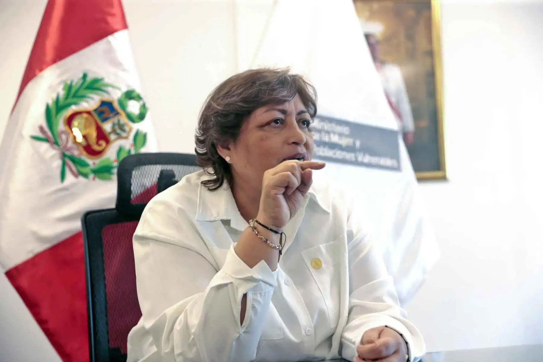 Ministra de la Mujer y Poblaciones Vulnerables, Fanny Montellanos, detalló acciones de su sector. ANDINA/Vidal Tarqui