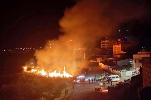 Un incendio forestal afectó totoral de la laguna de Urcos, en Cusco. El fuego se inició el domingo 1 de junio y fue controlado y sofocado horas después gracias a los brigadistas. ANDINA/Difusión