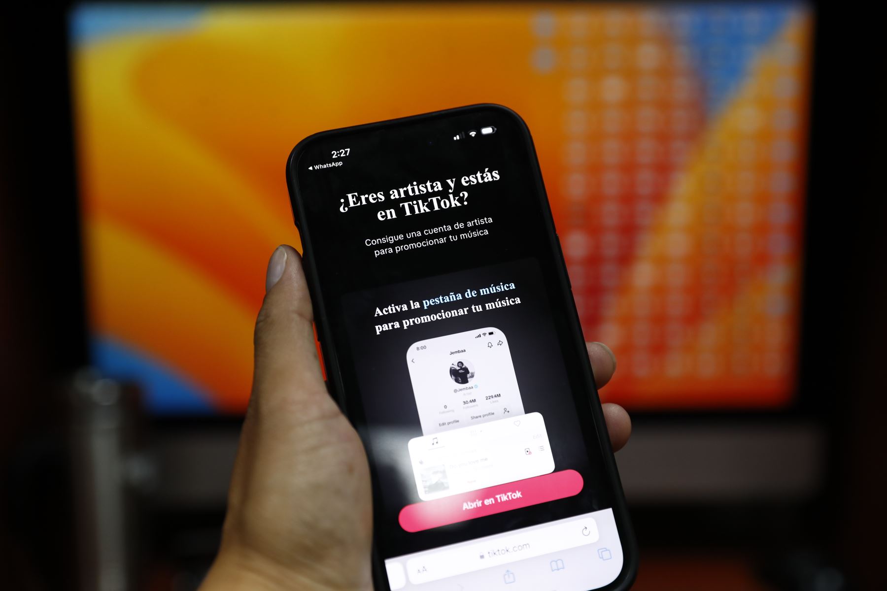 TikTok for Artists ya está disponible para todos los artistas que tengan una cuenta de artista certificada en TikTok. Foto: ANDINA/Daniel Bracamonte