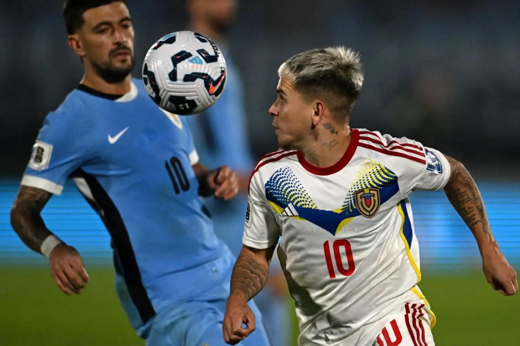 Uruguay dio un golpe de autoridad en Montevideo este martes al vencer 2-0 a Venezuela para quedar virtualmente clasificado al Mundial de Norteamérica-2026, mientras que la Vinotinto parece destinada a luchar por el boleto al repechaje. Foto: AFP