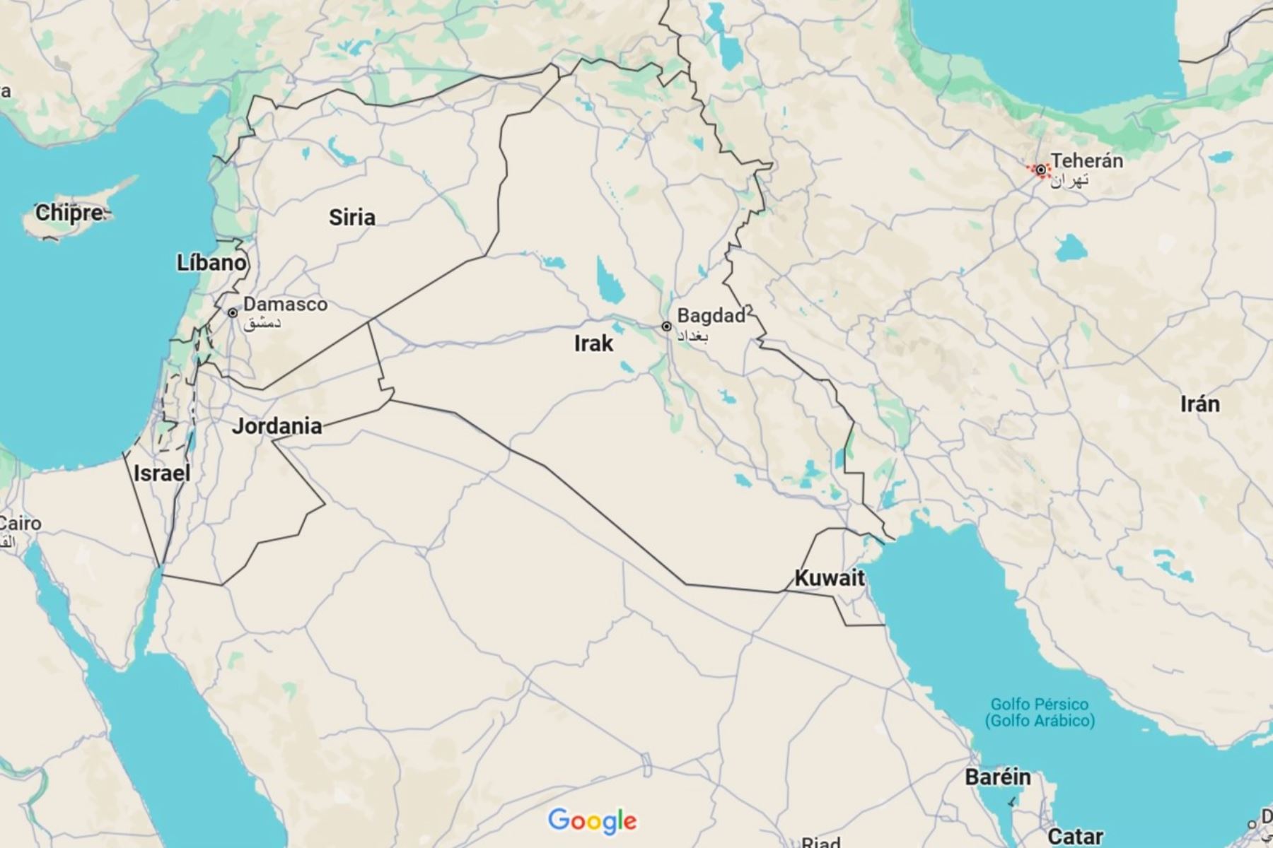 Mapa de localización de Teherán, capital de Irán. Imagen: Google Maps.