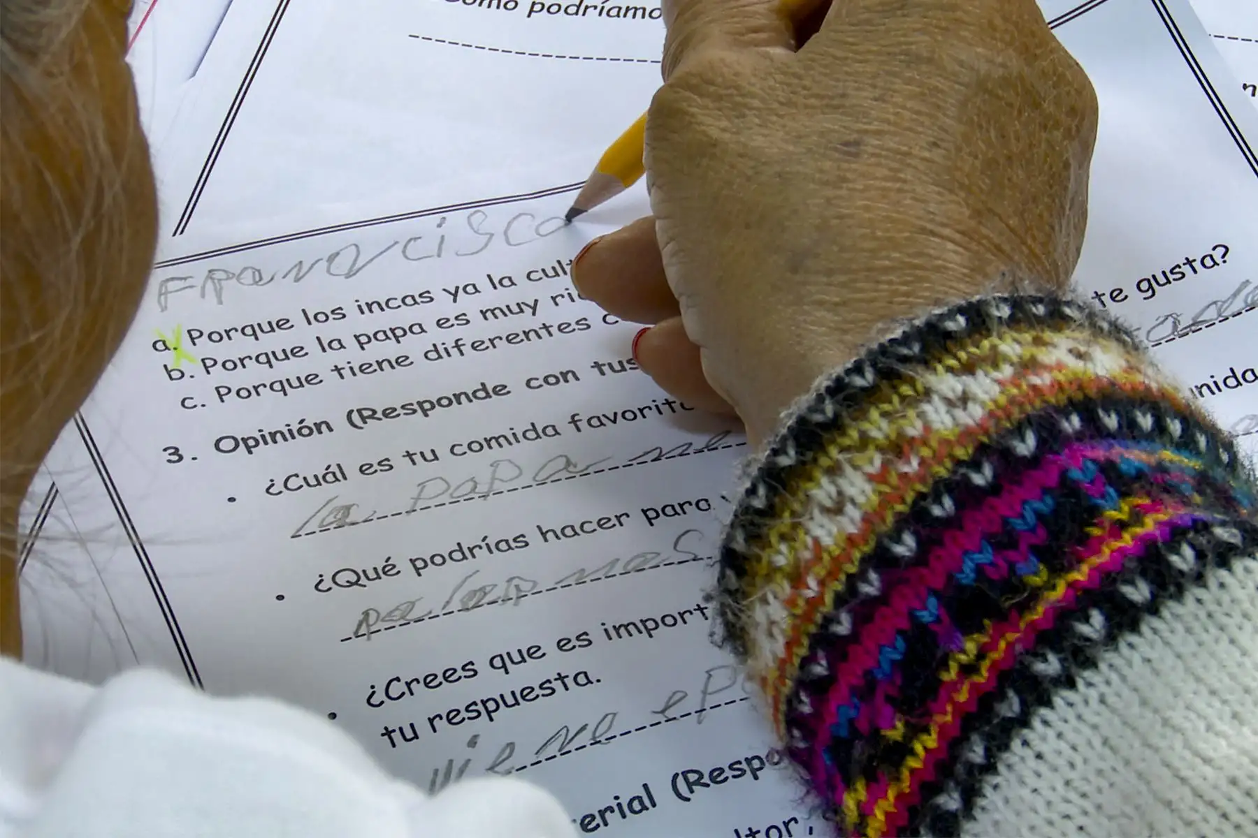 La jornada concluye con una emotiva imagen: los adultos mayores alzan las manos al ritmo de la canción “Libre”, mientras la paloma de papel en manos de Panchita vuela simbólicamente hacia un futuro de esperanza, dignidad y libertad conquistada. Foto: ANDINA/Braian Reyna