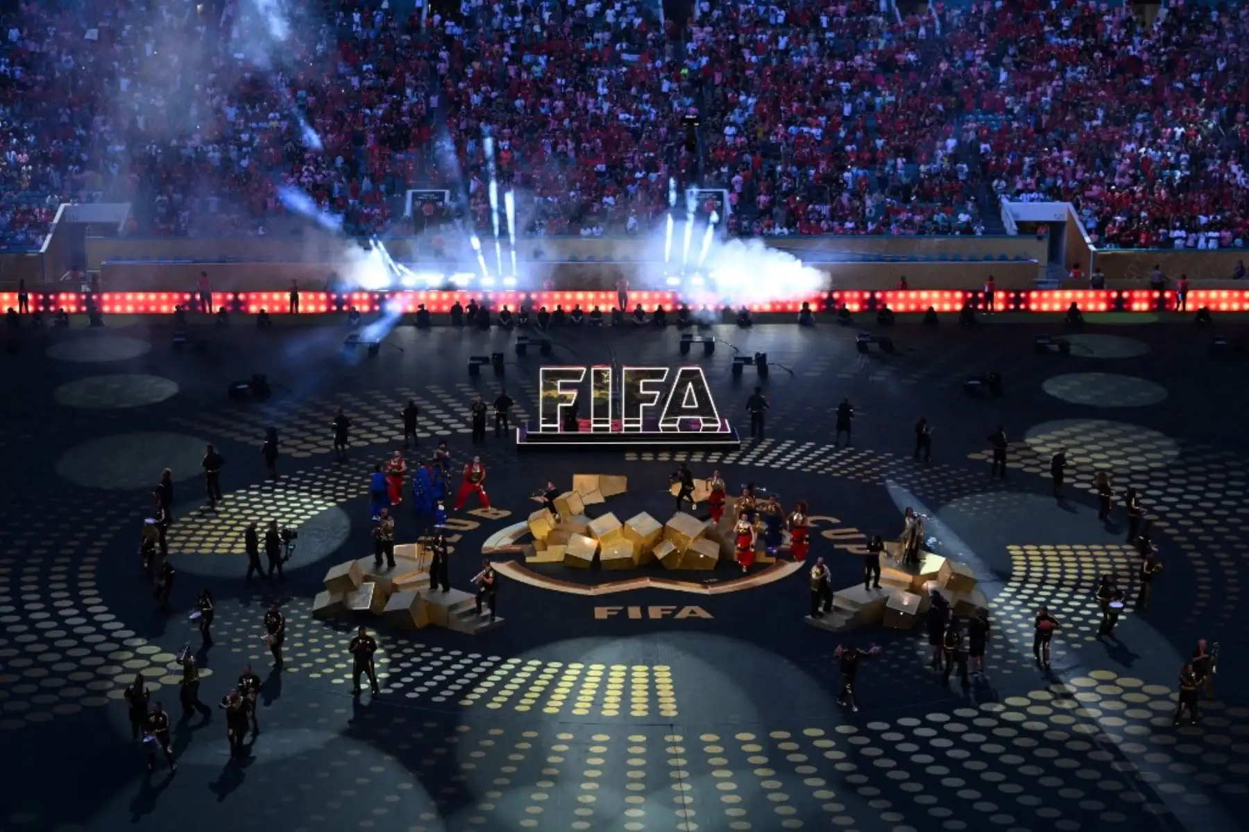 Ceremonia de apertura del Mundial de Clubes 2025 antes del partido de fútbol del Grupo A entre el Al-Ahly de Egipto y el Inter Miami de EE. UU. en el estadio Hard Rock en Miami el 14 de junio de 2025. Foto: AFP