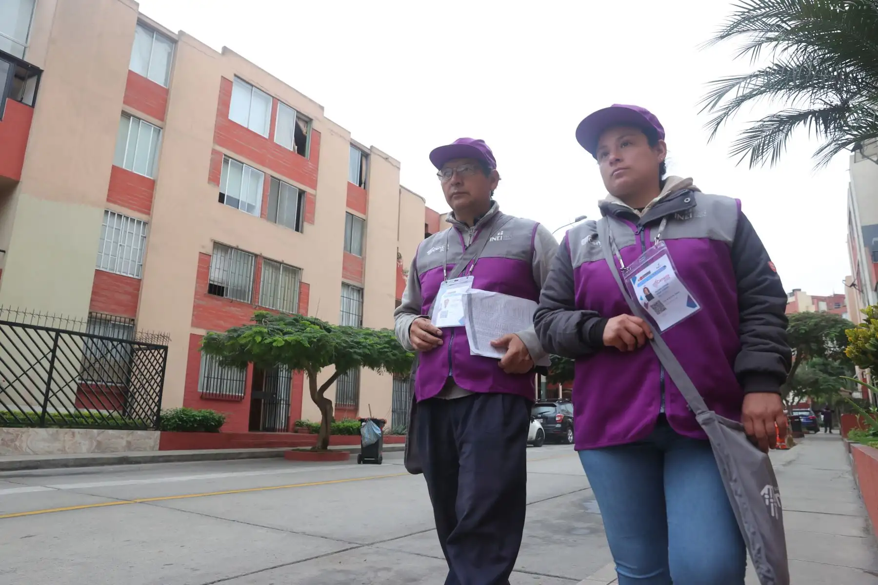 Empadronadores recorren viviendas de San Borja como parte del censo experimental que servirá de base para los Censos Nacionales 2025. Foto: ANDINA/ Melina Mejía