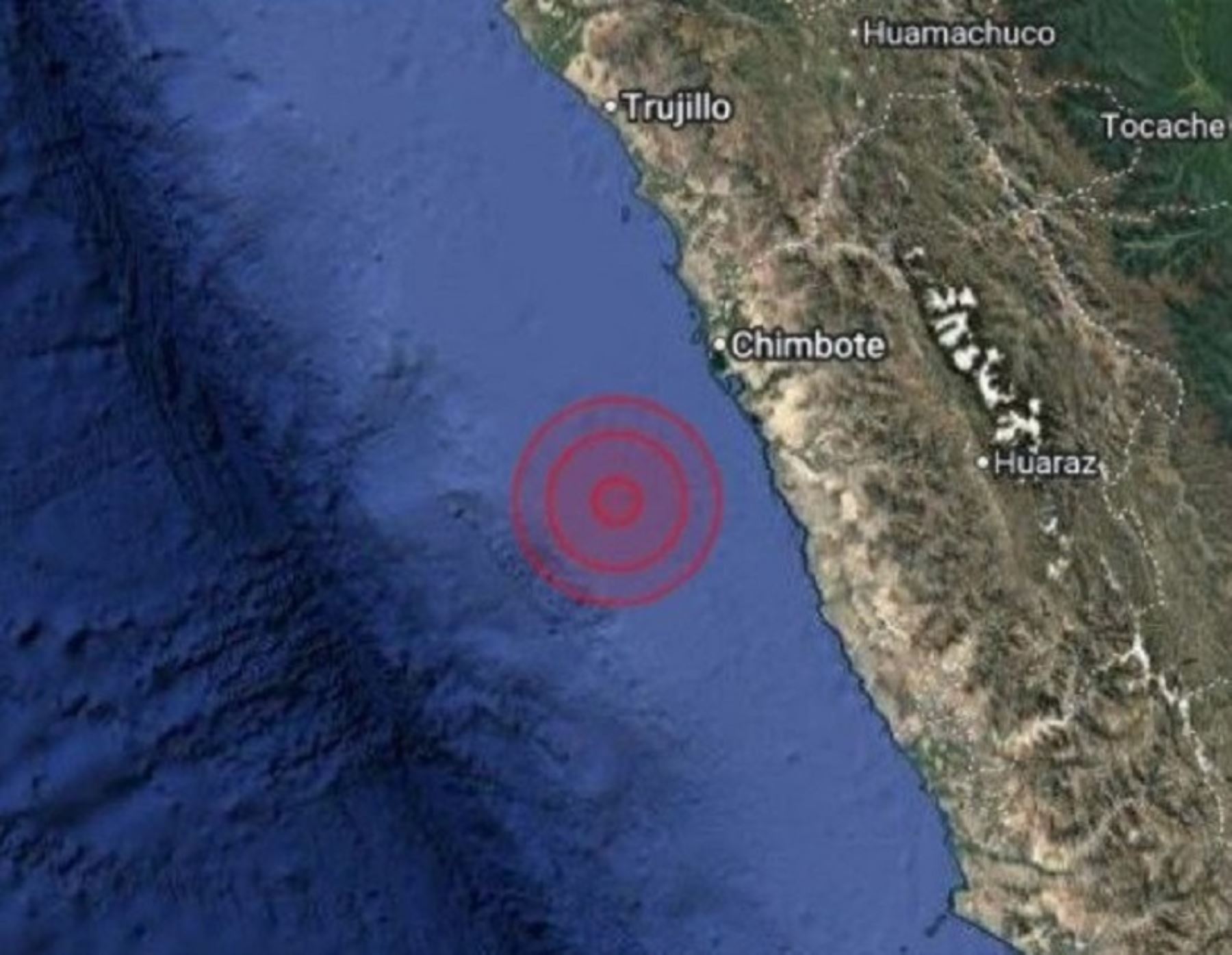 El epicentro del temblor de magnitud 3.7 se localizó en el océano Pacífico, frente a la costa de la región Áncash.