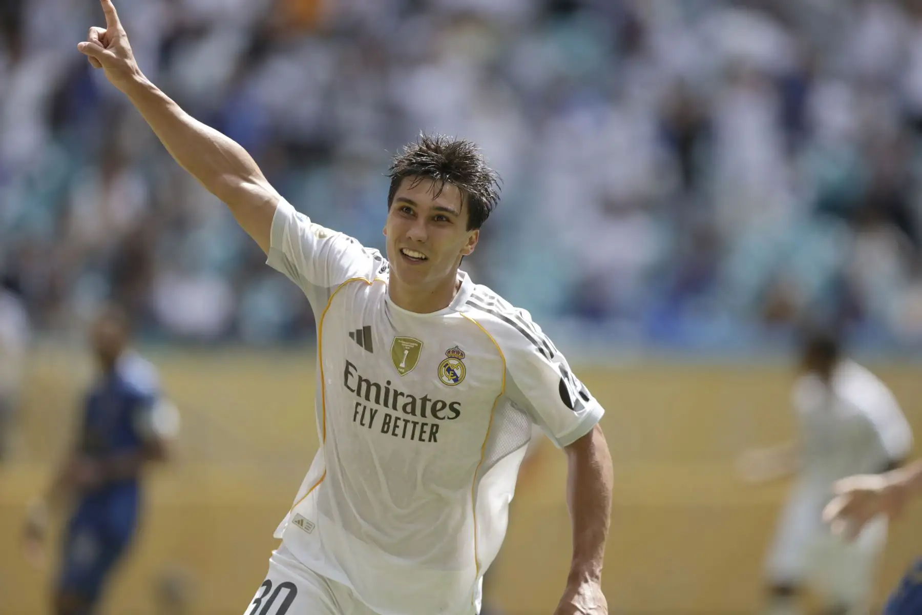 Gonzalo García de Real Madrid celebra un gol ante el Al Hilal este miércoles, en un partido del Mundial de Clubes entre el Real Madrid y Al Hilal en el estadio Hard Rock de Miami (EE.UU.). 
Foto: EFE
