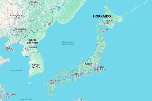 Mapa de ubicación de la isla de Hokkaido en Japón. Imagen: Google Maps.
