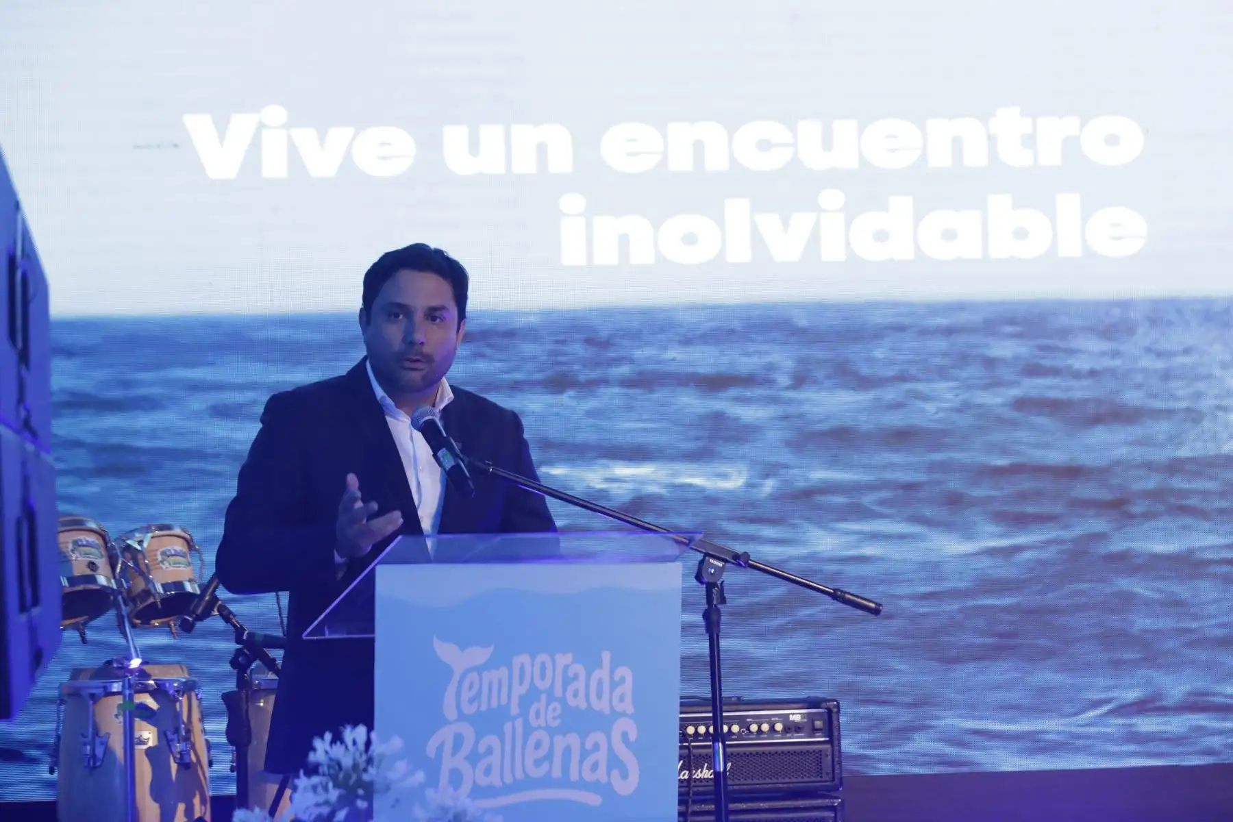 PROMPERÚ anuncia oficialmente la campaña de promoción de Avistamiento de Ballenas 2025 en las regiones de Piura y Tumbes. Esta iniciativa tiene como objetivo promover el turismo responsable y sostenible. En la imagen,  Leonardo Rosas, director de Dircetur Piura.
Foto: ANDINA/ Eddy Ramos