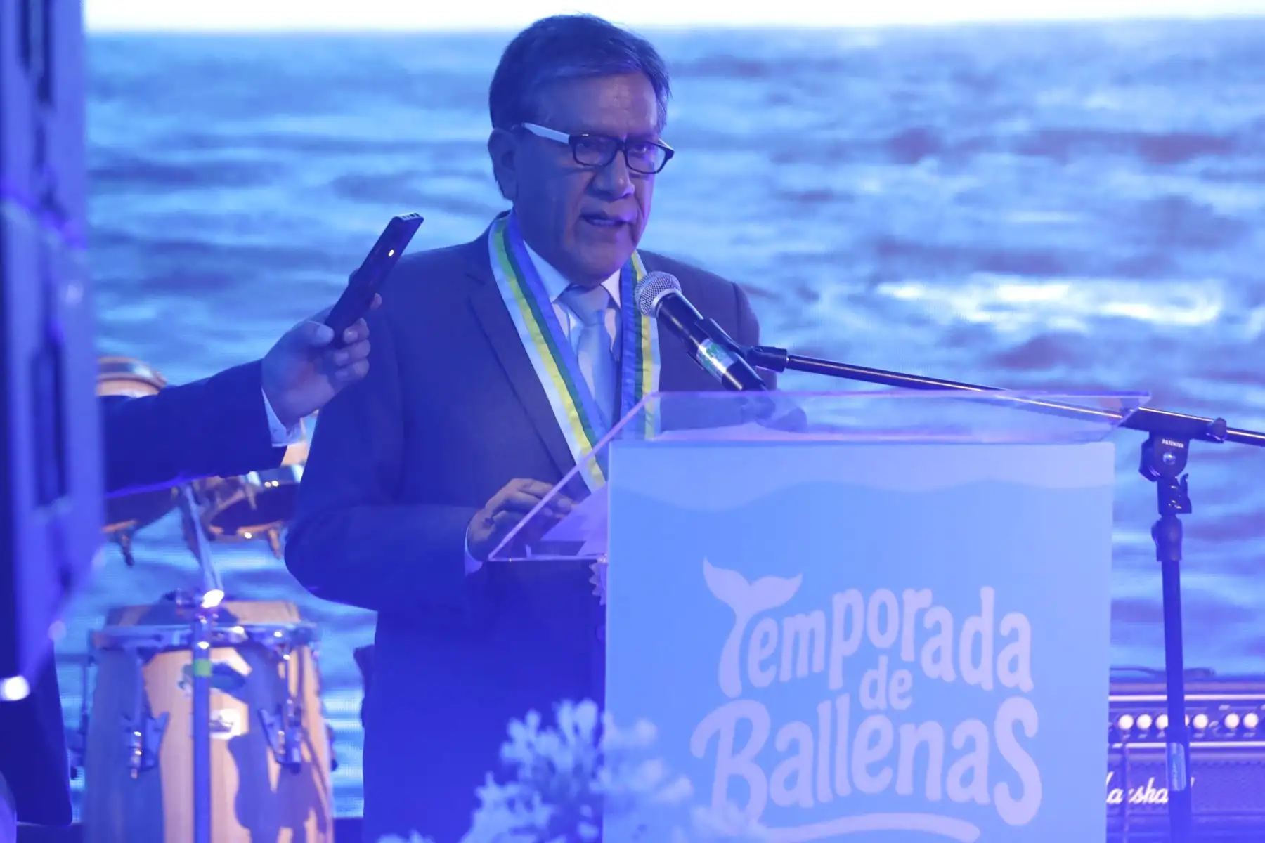 PROMPERÚ anuncia oficialmente la campaña de promoción de Avistamiento de Ballenas 2025 en las regiones de Piura y Tumbes. Esta iniciativa tiene como objetivo promover el turismo responsable y sostenible. En la imagen, Manuel Helmer Garrido Castro, Alcalde del Distrito de los Órganos.
Foto: ANDINA/ Eddy Ramos