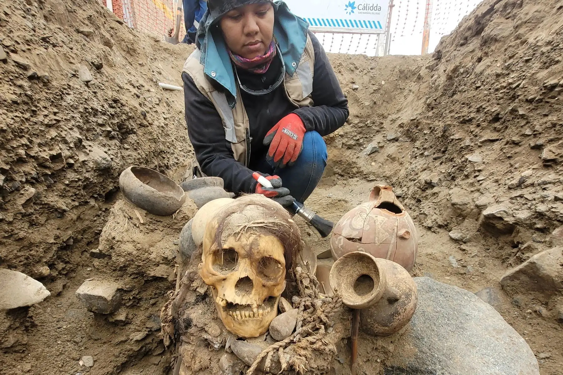 Cerca del óvalo del Zapallal, en Puente Piedra, se han encontrado contextos funerarios de la cultura prehispánica de Chancay.. Foto: Cortesía Jose Pablo Aliaga