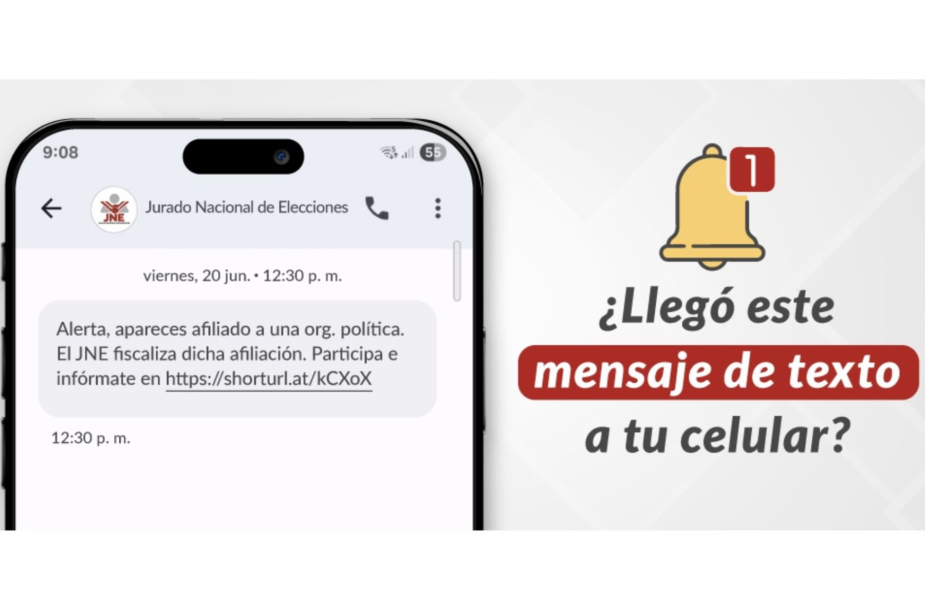 JNE notificará vía SMS a afiliados de organizaciones políticas para validar su afiliación.