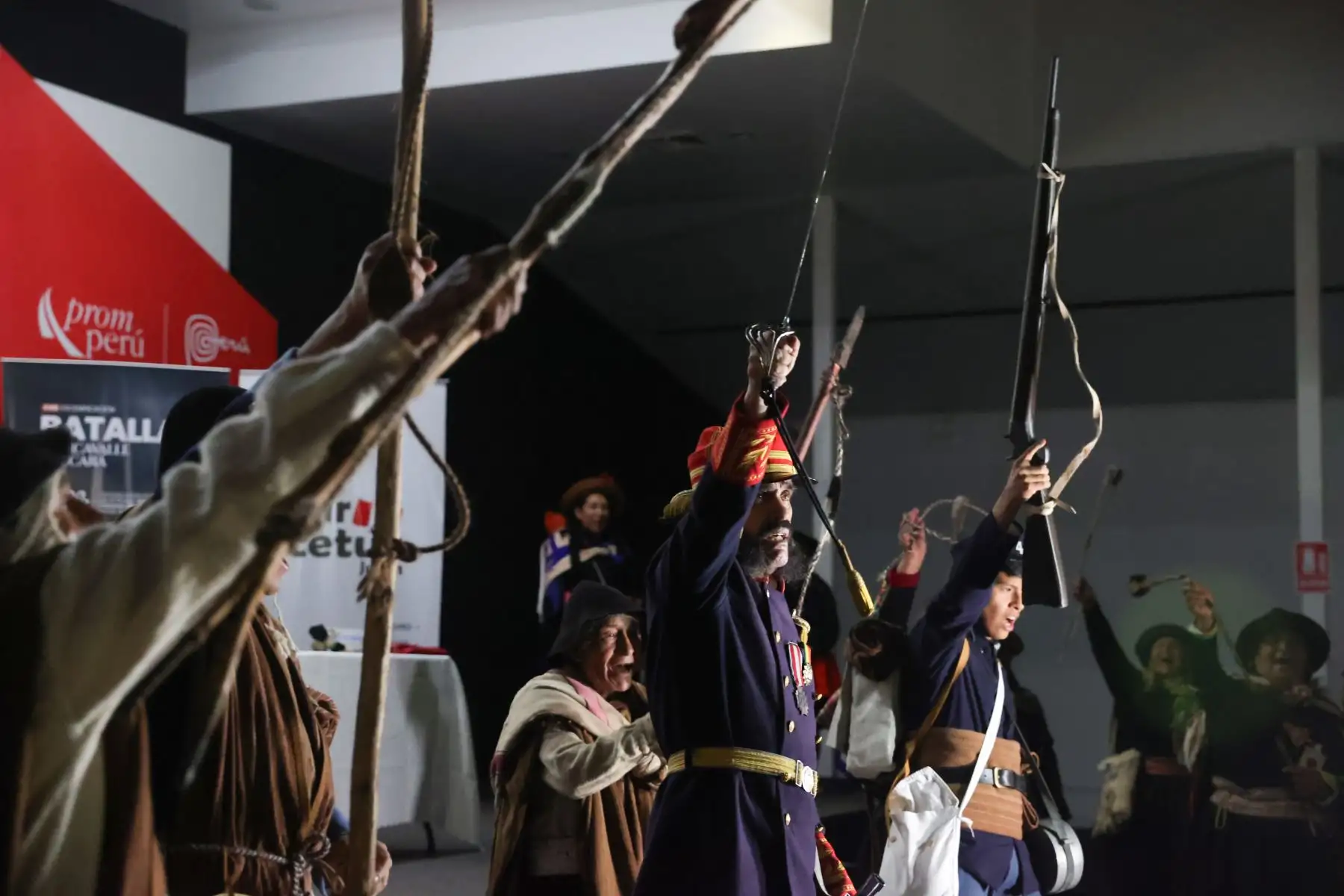 Presentación de la gran escenificación de las Batallas de Marcavalle y Pucará que se realizará el 06 de julio, en el Paraje Chuo Uco, en un escenario natural de tres kilómetros, entre cerros, quebradas y pampas, recordando la gran gesta liderada por Andrés Avelino Cáceres, en la Guerra del Pacífico, hace143 años. Foto: ANDINA/Melina Mejía