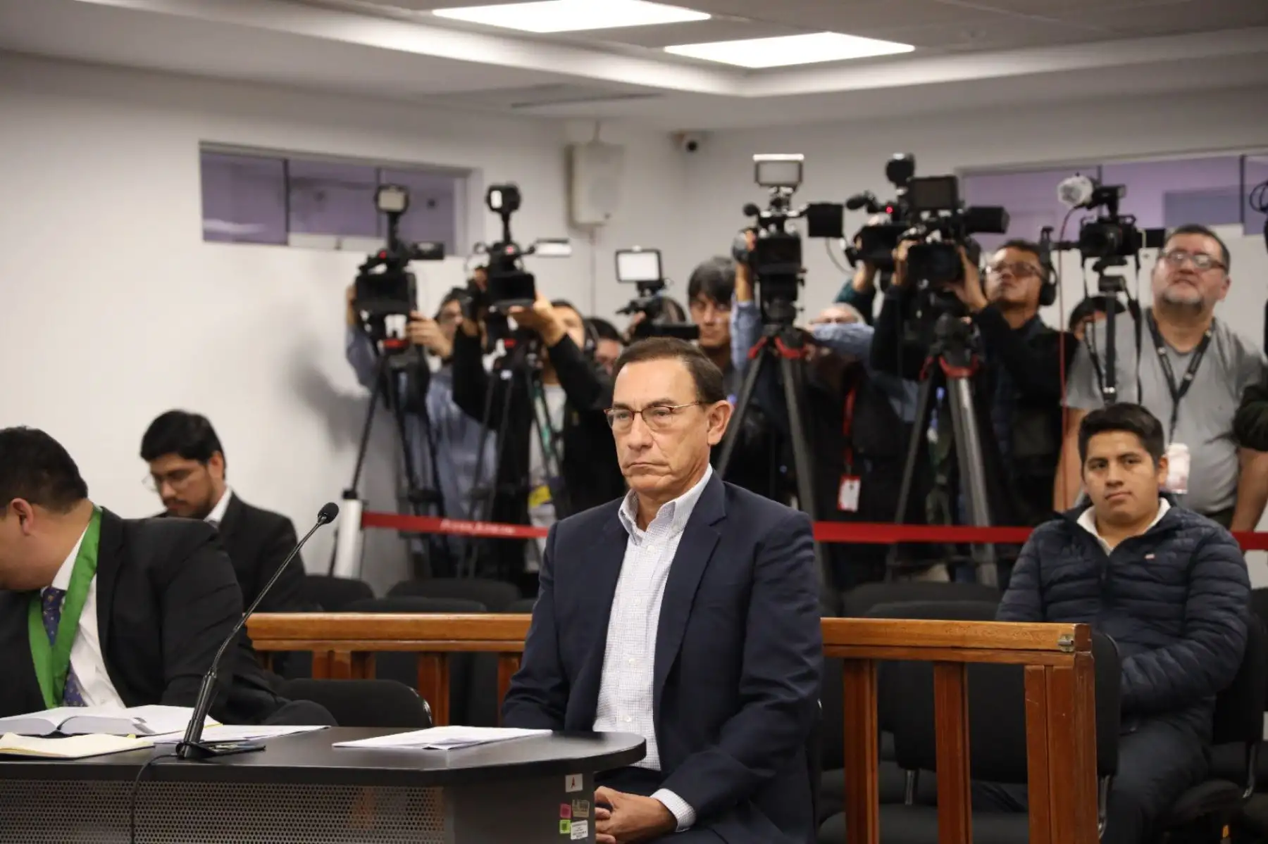 Quinto Juzgado de Investigación Preparatoria Nacional inicia audiencia de solicitud de prisión preventiva por 6 meses contra el expresidente Martín Vizcarra Cornejo, investigado por el presunto delito de cohecho pasivo propio cuando era presidente regional de Moquegua Foto: ANDINA/Difusión