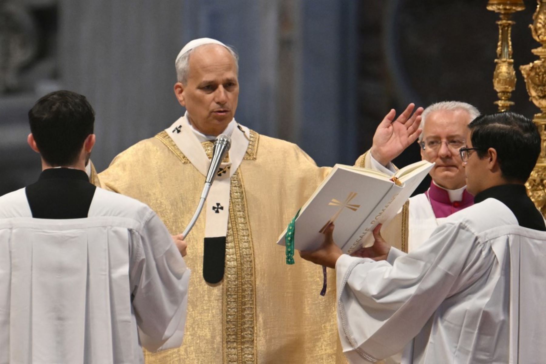 El Papa León XIV oficia una misa en la Basílica de San Pedro en el marco del Jubileo Sacerdotal en el Vaticano. Foto: AFP
