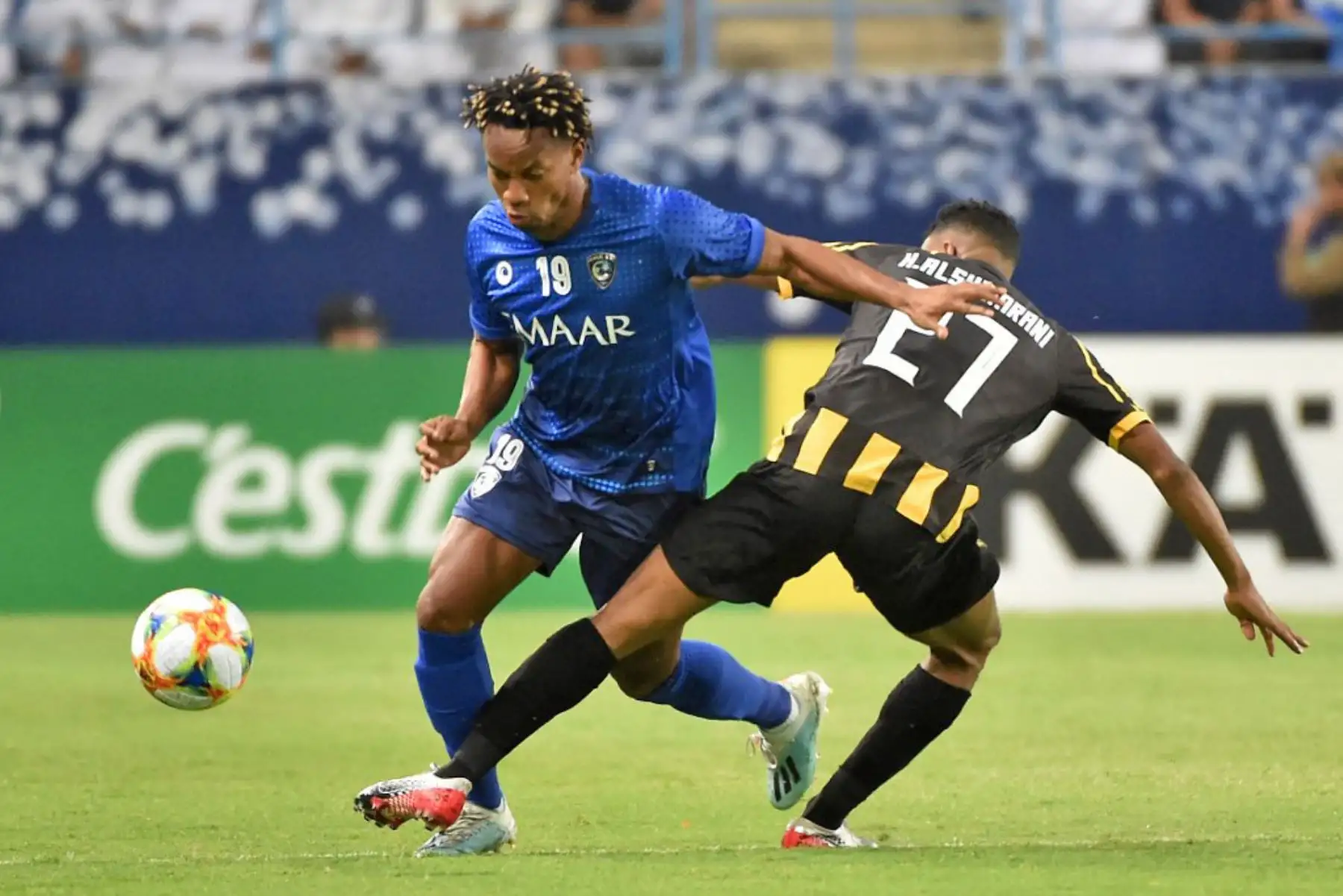 2019. André Carrillo, durante el partido de cuartos de final de la Liga de Campeones de la AFC entre el Al-Ittihad de Arabia Saudita y el Al-Hilal. Foto: AFP