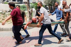 Heridos tras ataque de Israel a un hospital en Gaza. Foto: AFP