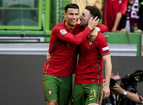 Cristiano Ronaldo y Diogo Jota alternaron juntos en la selección de Portugal