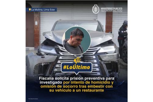 La fiscalía solicita nueve meses de prisión preventiva a sujeto que embistió local. Foto: ANDINA/Difusión
