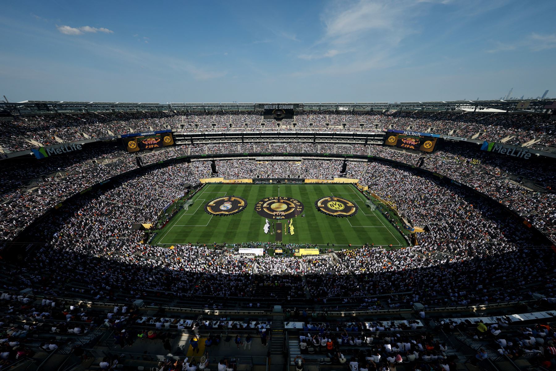 Vista general del estadio antes del partido de cuartos de final de la Copa Mundial de Clubes de la FIFA 2025 entre el Real Madrid CF y el Borussia Dortmund en el MetLife Stadium.
Foto: AFP