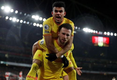 Luis Díaz cuando jugaba con Diogo Jota  en el Liverpool