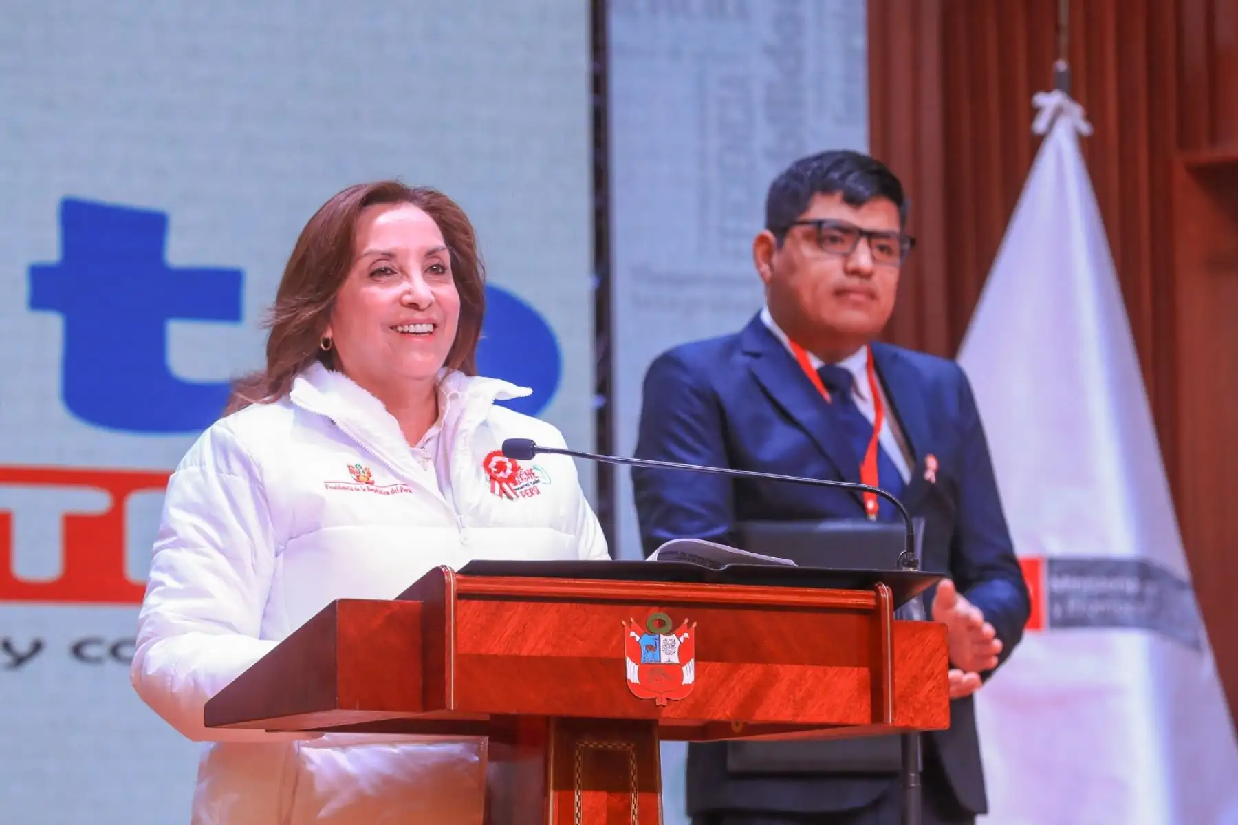 Presidenta de la república, Dina Boluarte, participa en la ceremonia de bienvenida a 100 jóvenes talentos que se incorporan al Ministerio de Trabajo y Promoción del Empleo. Foto: ANDINA/Prensa Presidencia